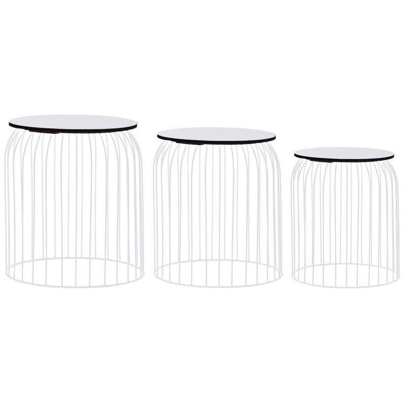 vidaXL Coffee Table 3 pcs Round End Table Sofa Table Living Room Furniture - White