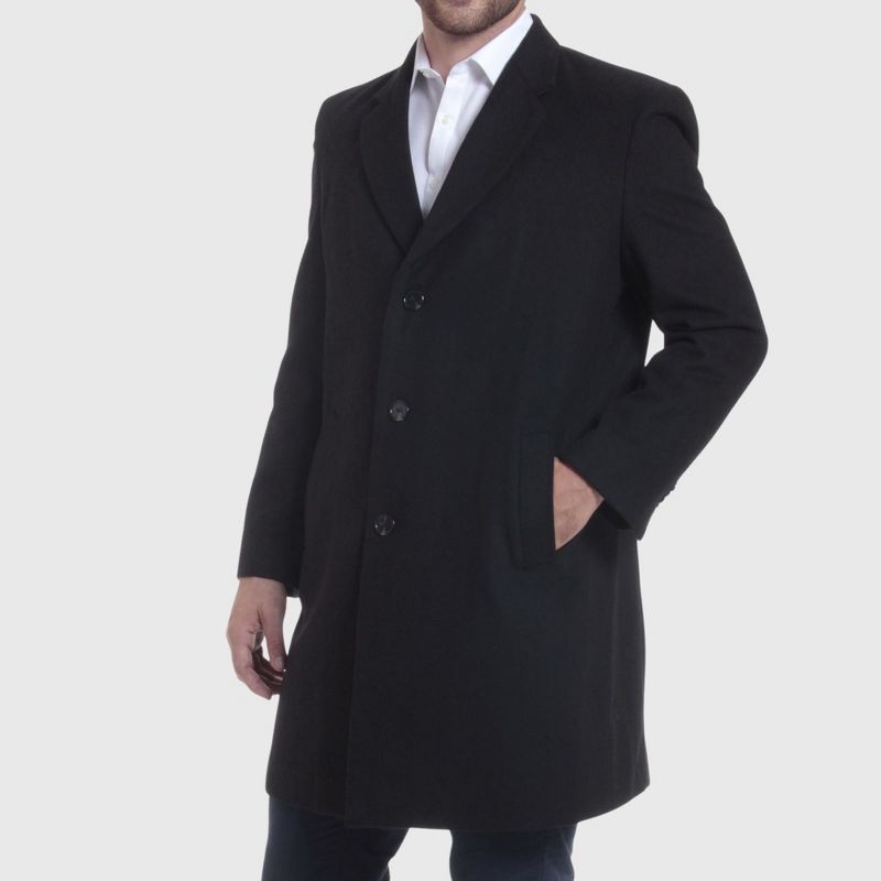 Alpine Swiss Luke Mens Wool Blend Overcoat Single Breasted Topcoat Tailored Notch Lapel Coat Business Professional BLK SML