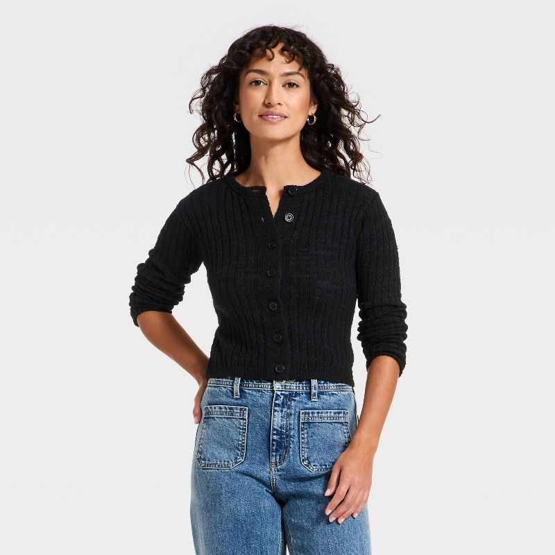 Women's Rib Cardigan - Universal Thread™ Black XL
