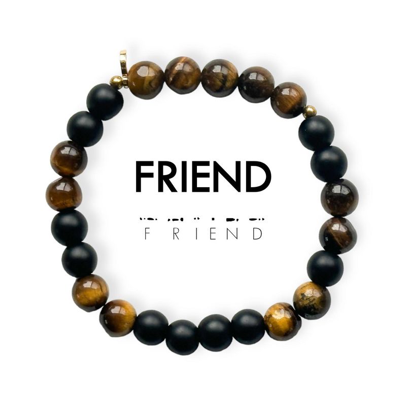 Morse Code Bracelet Extended 8mm: FRIEND | Tigers Eye & Onyx - ETHICGOODS
