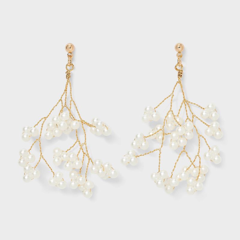 Delicate Pearl Vine Drop Earrings - A New Day™ Gold/Pearl