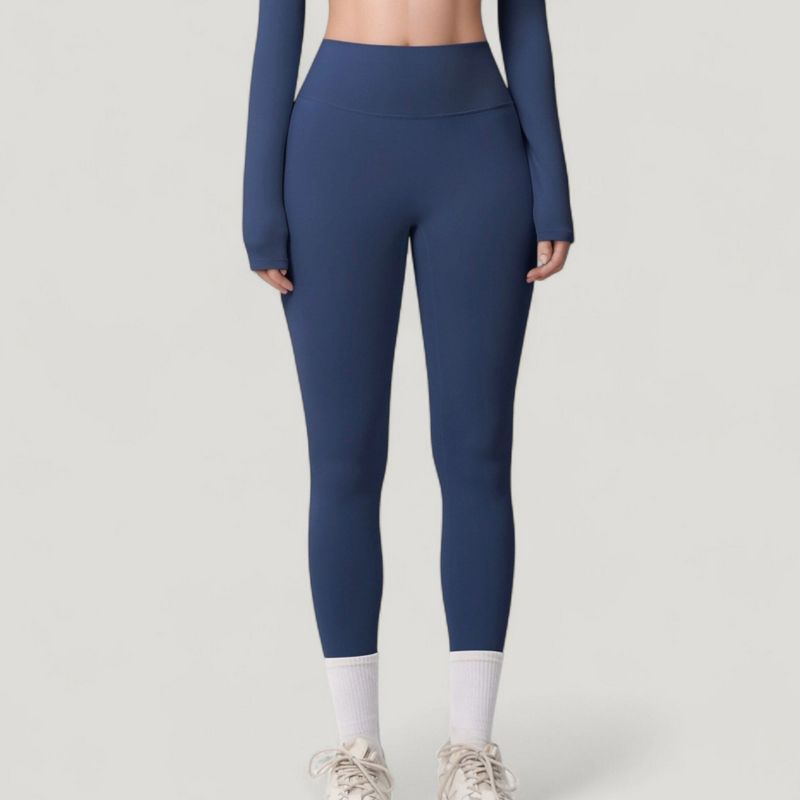 Anna-Kaci Active Women's High Waist Leggings with Side Pockets and Seamless Stretch Fabric for Active and Everyday Wear - X Large, Navy