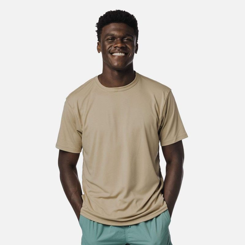 Vapor Apparel Men's UPF 50+ UV Sun Protection Solar Short Sleeve T-Shirt, Tan, Small
