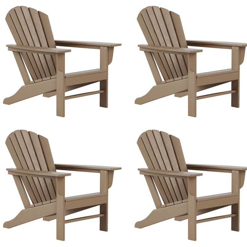 WestinTrends Dylan HDPE Outdoor Adirondack Chair (Set of 4), Weathered Wood