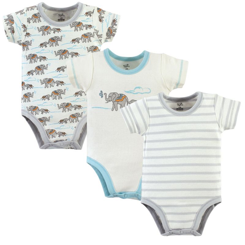 Luvable Friends Touched by Nature Bodysuits 3pk, Elephant Meadow, 9-12M