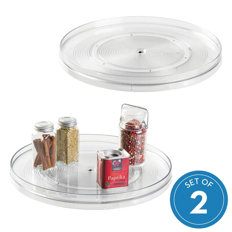 iDESIGN Kitchen Organizer Pantry: Clear Plastic Storage for Kitchen Cabinet, 2-Piece Set, Spot Clean, 14.45" x 14.45"