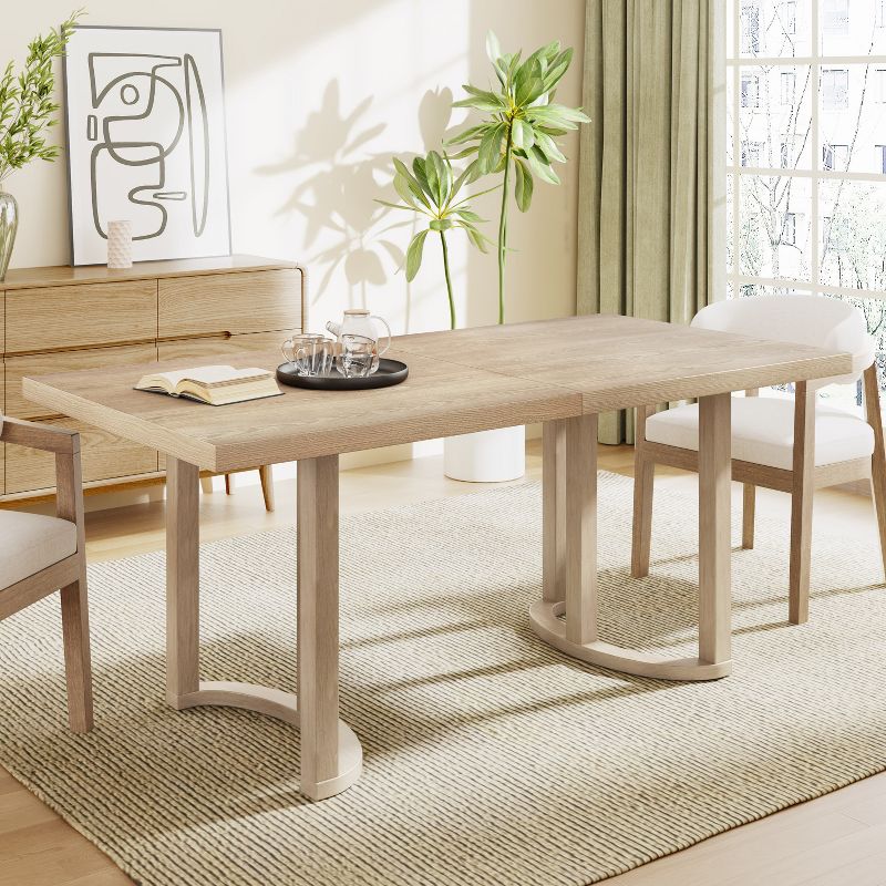 Christopher Knight Home Evat 69" Rubberwood Modern 6 Seater Rectangle Dining Table, Natural Ash
