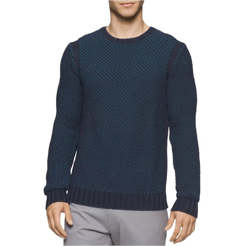 Calvin Klein Mens Textured Knit Sweater, cadetcombo, XX-Large