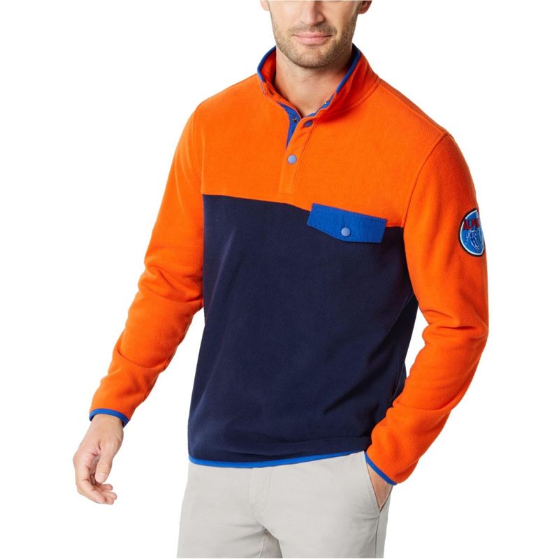 Club Room Mens Colorblocked Pullover Fleece Jacket, spiceorange, Small