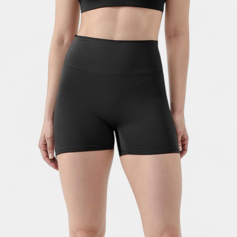 Anna-Kaci Active Women's High Waist Seamless Active Shorts with Smooth Finish and Body-Hugging Stretch Fit - X Large, Black
