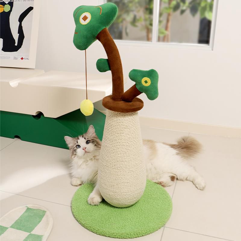 Vertical Money Tree Cat Scratching Pole, Sisal Wear-Resistant Cat Scratching Column, Interactive Ball Track Spring Ball Cat Toy