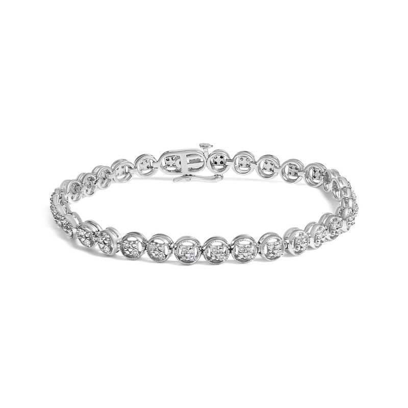 Haus of Brilliance Silver 1/4 Cttw Diamond Open Circle Wheel Link Tennis Bracelet - White