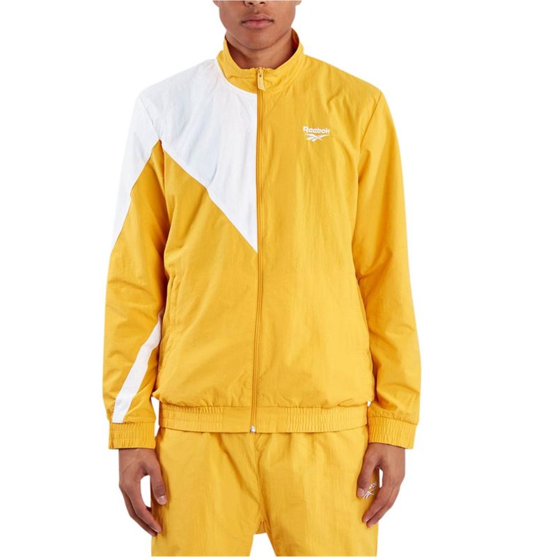 Reebok Mens Logo Track Jacket, yellowhite, X-Small (Regular)