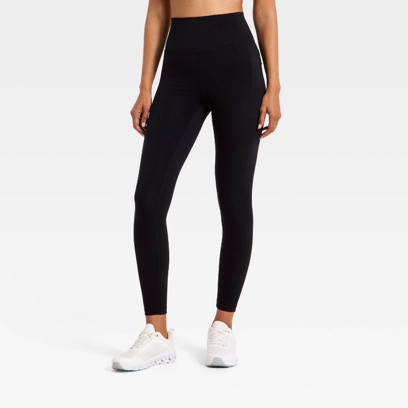 Women's Super Flex High-Rise 7/8 Pocketed Leggings - All In Motion™ AER53 Black XL