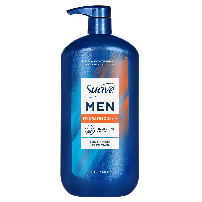 Suave Men 3-in-1 Hydrating Hair, Body & Face Wash - Citrus Musk - 30 fl oz
