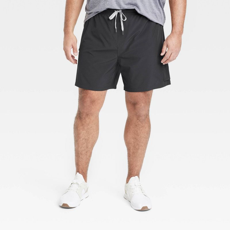 Men's Big 7" Cargo Shorts - All In Motion™ Black Onyx 3XL: Moisture Wicking, Quick Dry, UPF 50+
