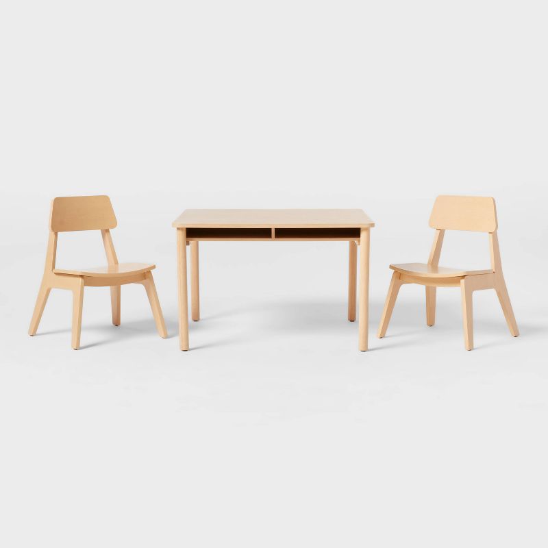 Natural Wood 2pc Kids' Activity Table and Chairs Set - Pillowfort™