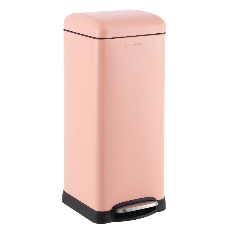 happimess Betty Retro 8-Gallon Step-Open Trash Can, Flamingo Pink