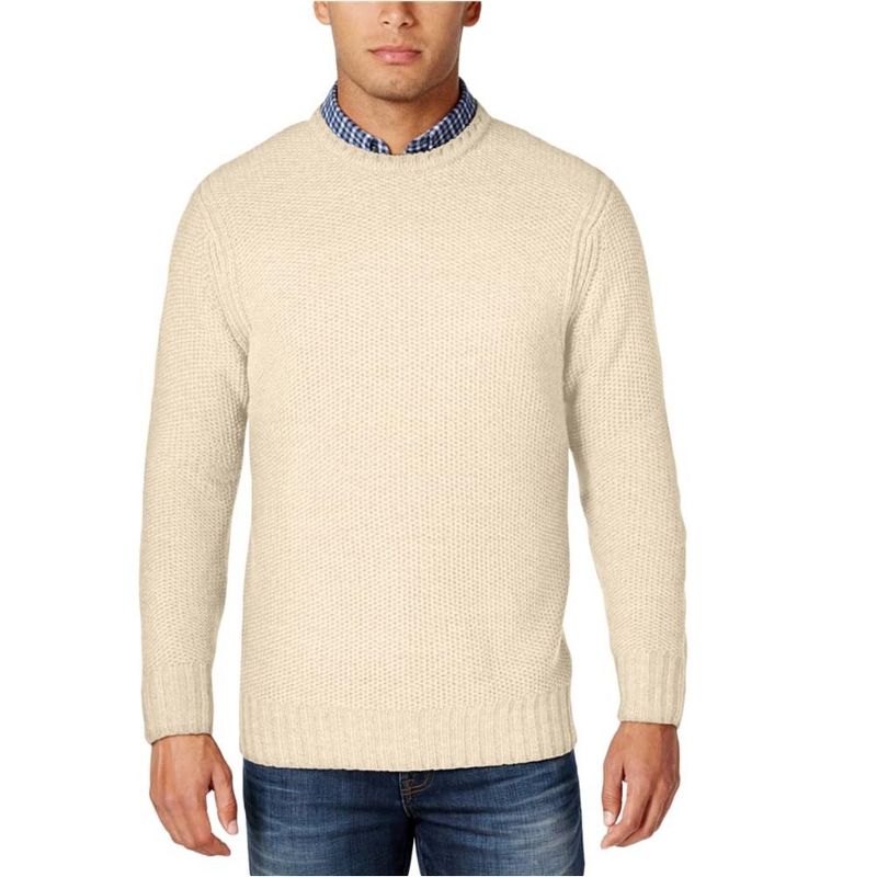 Weatherproof Mens Honeycomb Pullover Sweater, naturalheather, Medium