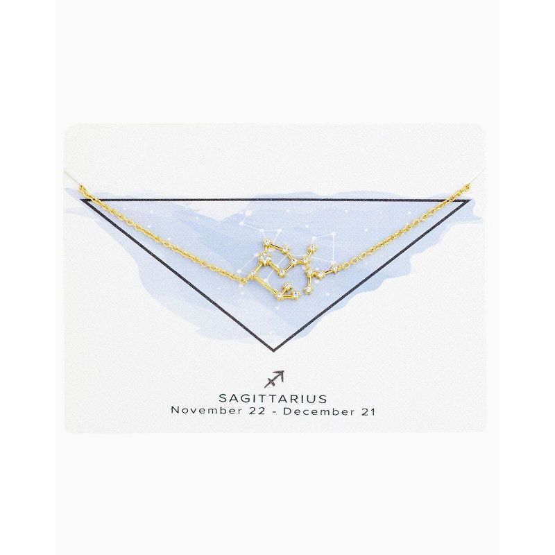 SHINE by Sterling Forever Delicate CZ Constellation Pendant Necklace Gold Sagittarius