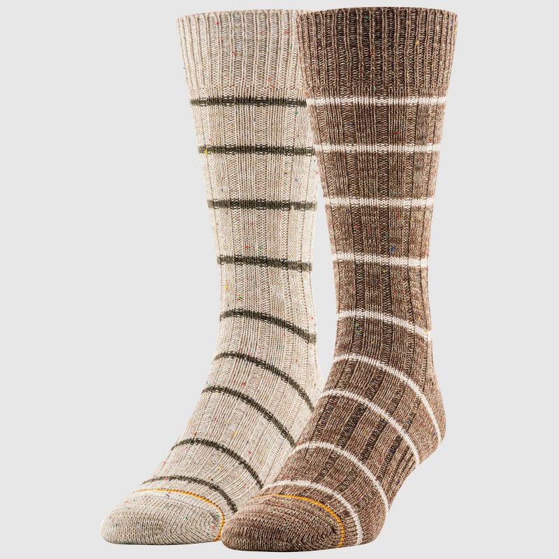 GOLDTOE Signature Collection Men's Striped Camp Sunday Socks - Green/Cream 6-12.5