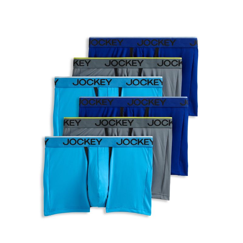 Jockey Men's Chafe Proof Pouch Microfiber 3" Trunk - 6 Pack M Ocean Ash