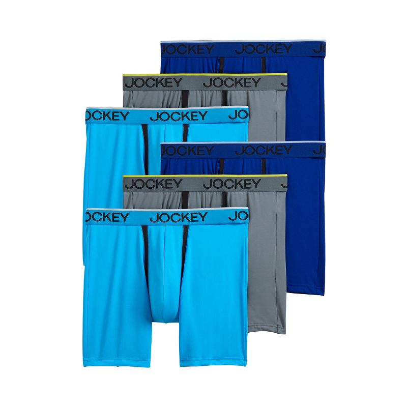 Jockey Men's Chafe Proof Pouch Microfiber 6" Boxer Brief - 6 Pack M Ocean Ash