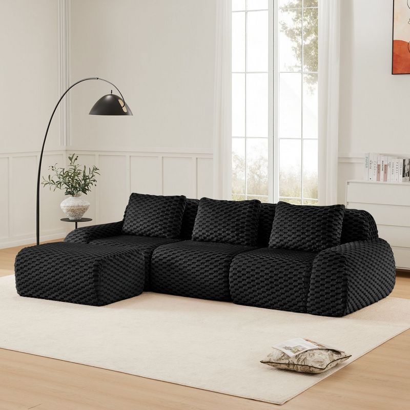 114" Modern L-Shaped Modular Sectional Sofa for Living Room,Flannelette Fabric,Oversized 3-Seater Couch,Deep Seat
