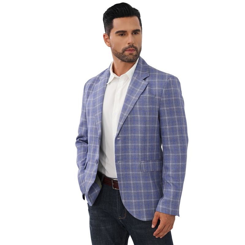 Clearlove Men's Button Down Blazer Casual Business Long Sleeve Lightweight Coat Jacket with Pockets,Gray blue,XL
