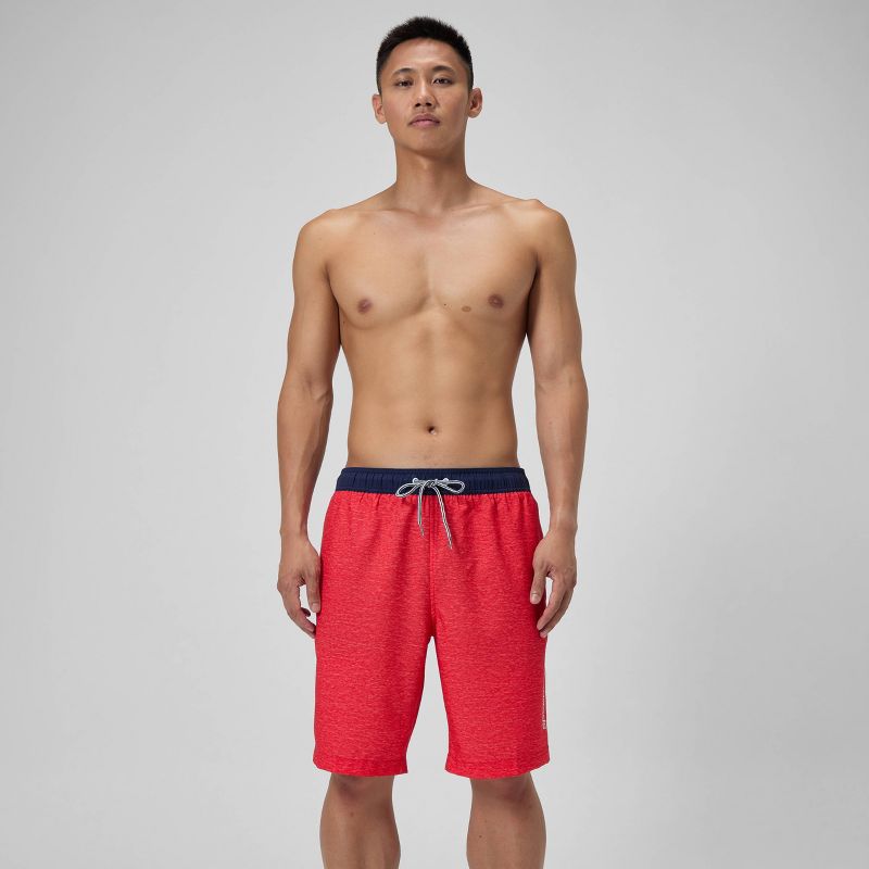 Men's 9" Speedo Swim Shorts - Heathered Red S: Mesh Liner, UPF 50+