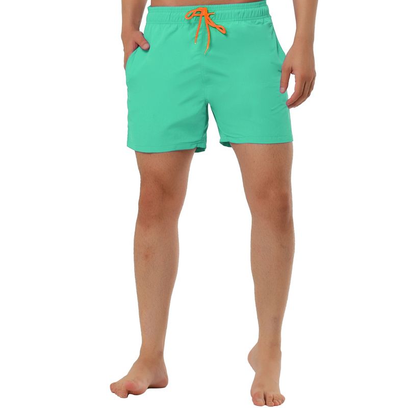 TATT 21 Men's Summer Holiday Elastic Waistband Drawstring Mesh Lining Board Shorts Mint Green 32