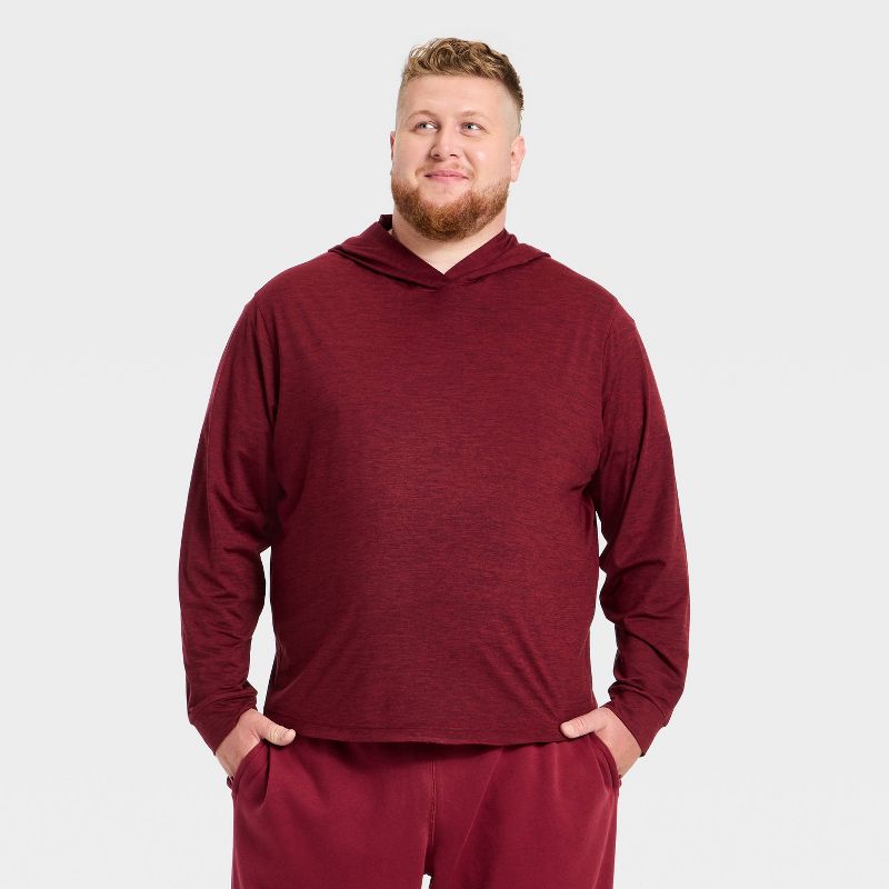 Men's Big Long Sleeve Soft Stretch Hooded Top - All In Motion™ Burgundy 3XL