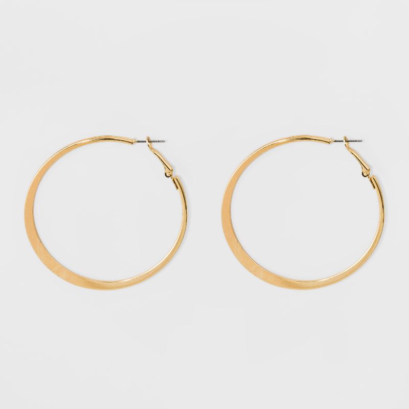 Large Knife Edge Hoop Earrings - A New Day™ Gold: Iron, Nickel-Free, 2.6" Length