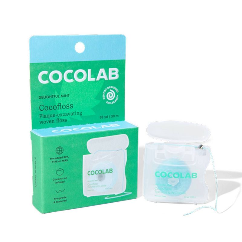 Cocolab Cocofloss Refillable Woven Expanding Dental Floss - Delightful Mint - 33yd