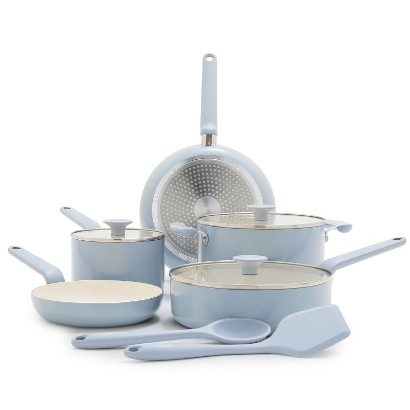 GreenPan Rio Advanced 10pc Ceramic Nonstick Cookware Set Stardew Blue