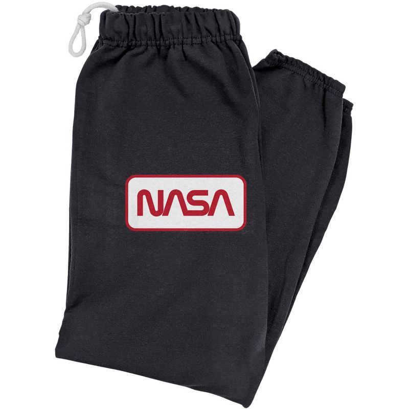 NASA Rectagular Worm Logo Mens Jogger Sweatpants Black Large