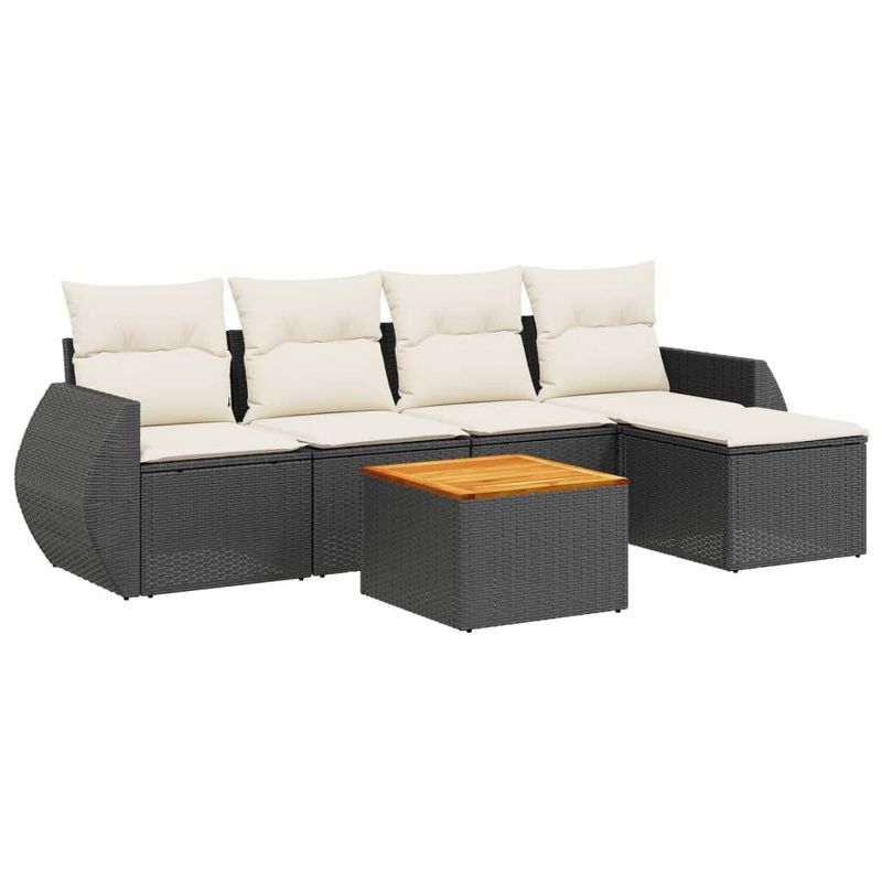vidaXL Garden Sofa Set Black and Cream White