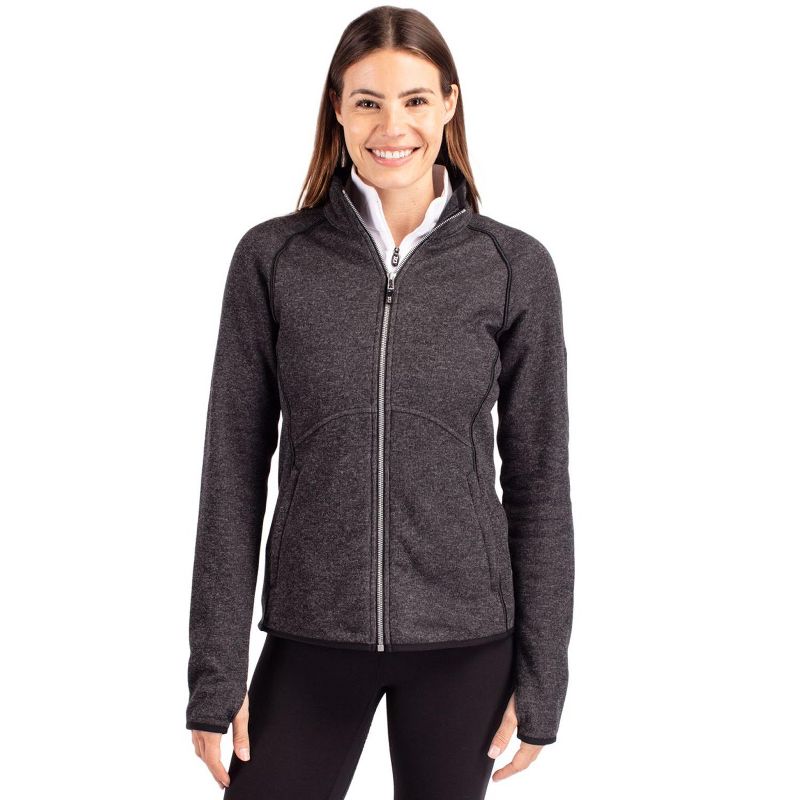 Cutter & Buck Mainsail Sweater-Knit Womens Full Zip Jacket - Charcoal Heather - M