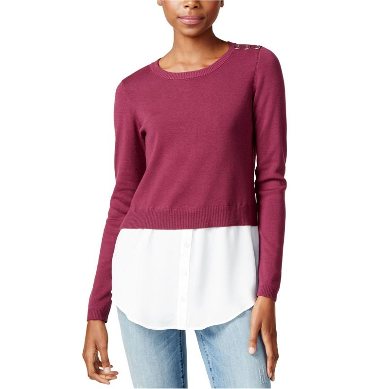 maison Jules Womens Layered-Look Pullover Sweater, rsavorywine, X-Small