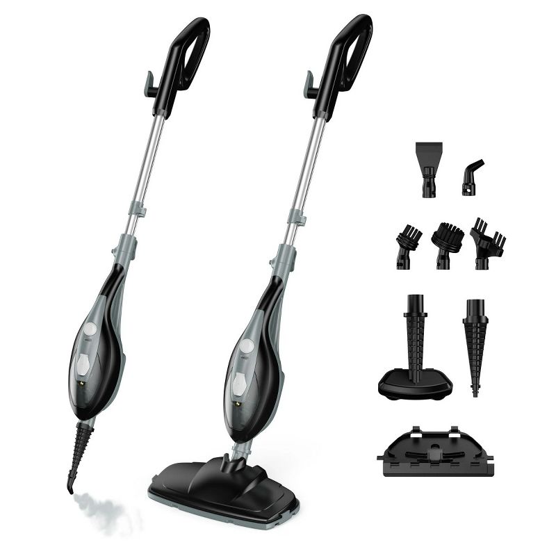 FONTOI Cleaning Tools and Accessories 10-in-1 Steam Mop, 2 Washable Pads, Detachable Handheld Cleaner for Floor Cleaning, White, 12.4"*6.89"*47.24"