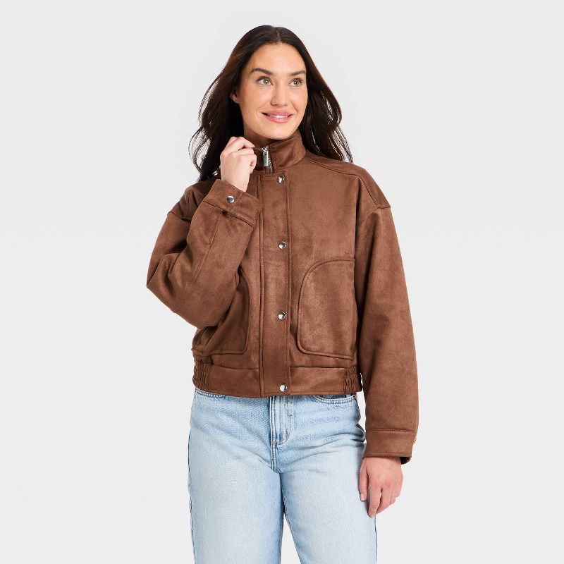 Women's Suede Fashion Jacket - Universal Thread™ Rust L