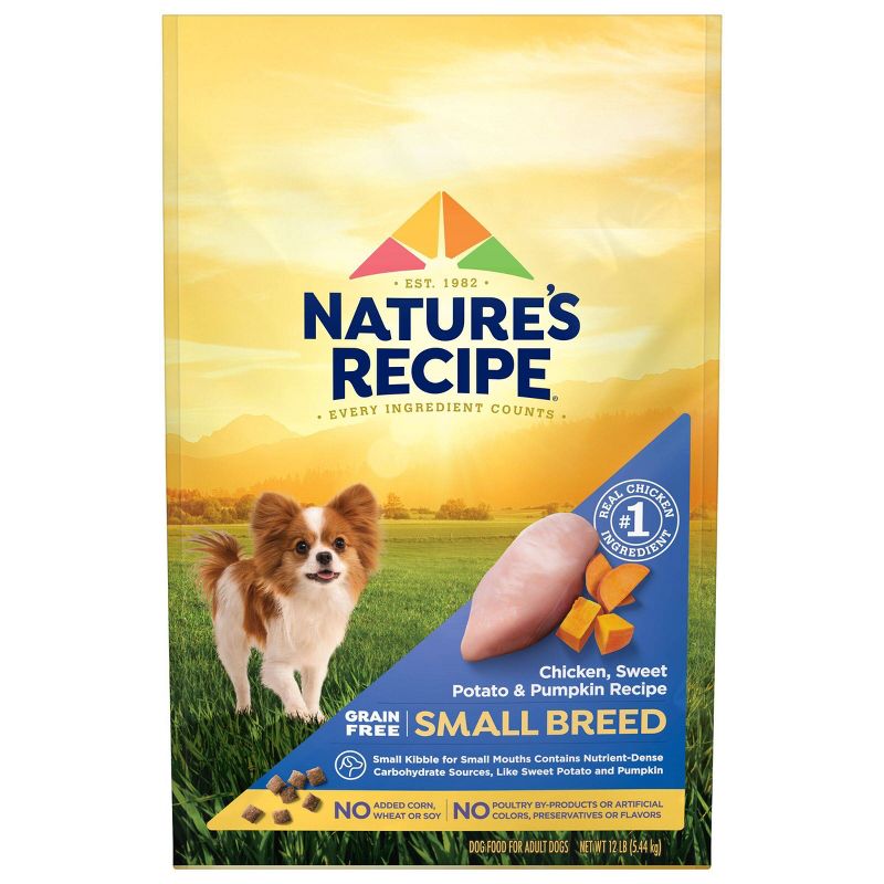 Nature's Recipe Grain Free Chicken, Sweet Potato & Pumpkin Recipe Small Breed Adult Dry Dog Food - 12lbs