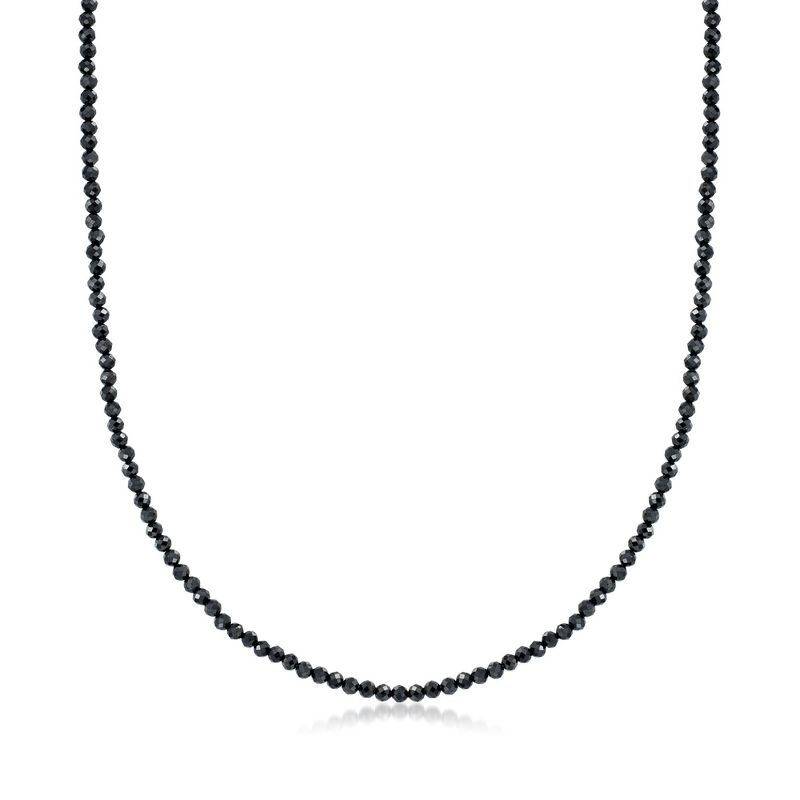 Ross-Simons 30.00 ct. t.w. Black Spinel Bead Necklace With 18kt Gold Over Sterling Size 18