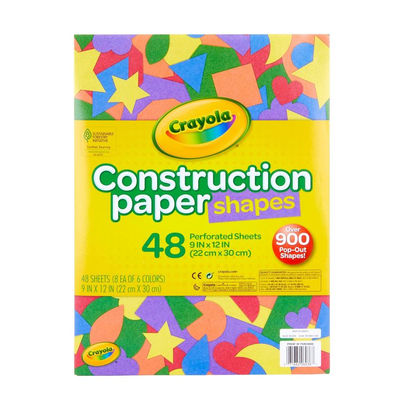 Crayola 48 Page Construction Paper with Pop Out Shapes: Multicolor, 9x12 Inches, Uncoated, Valentine's Day Theme