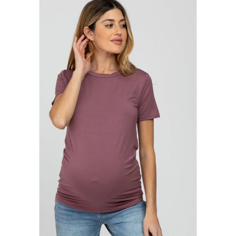 Pinkblush Mauve Basic Short Sleeve Maternity Top Small