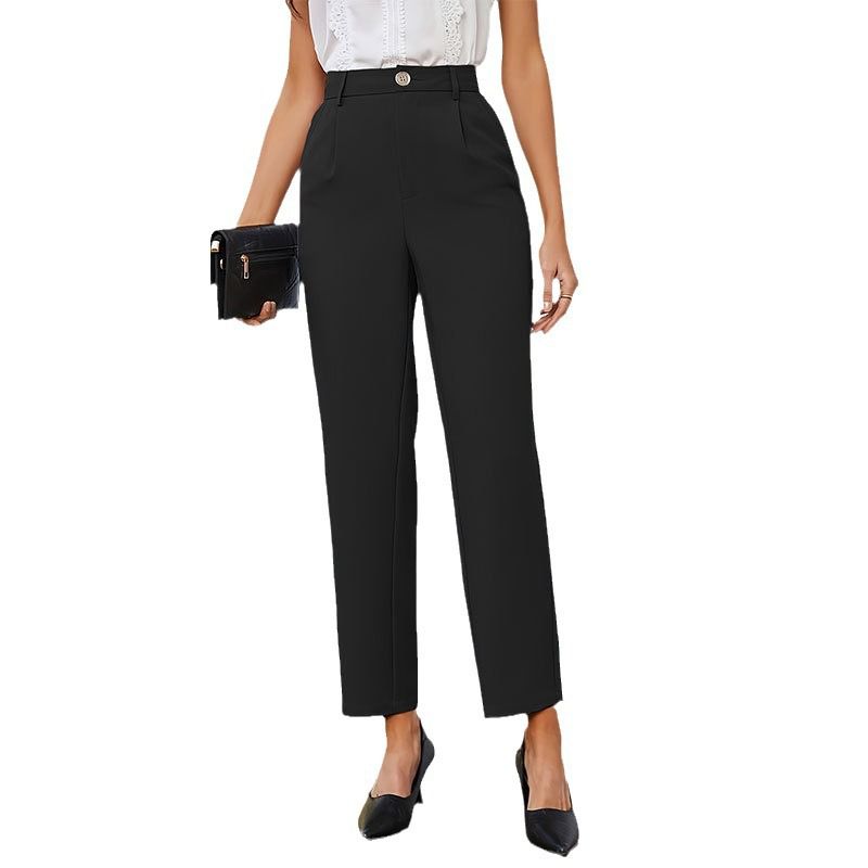 Clearlove Women Work Business Pants Office Straight Leg Trousers Black Large