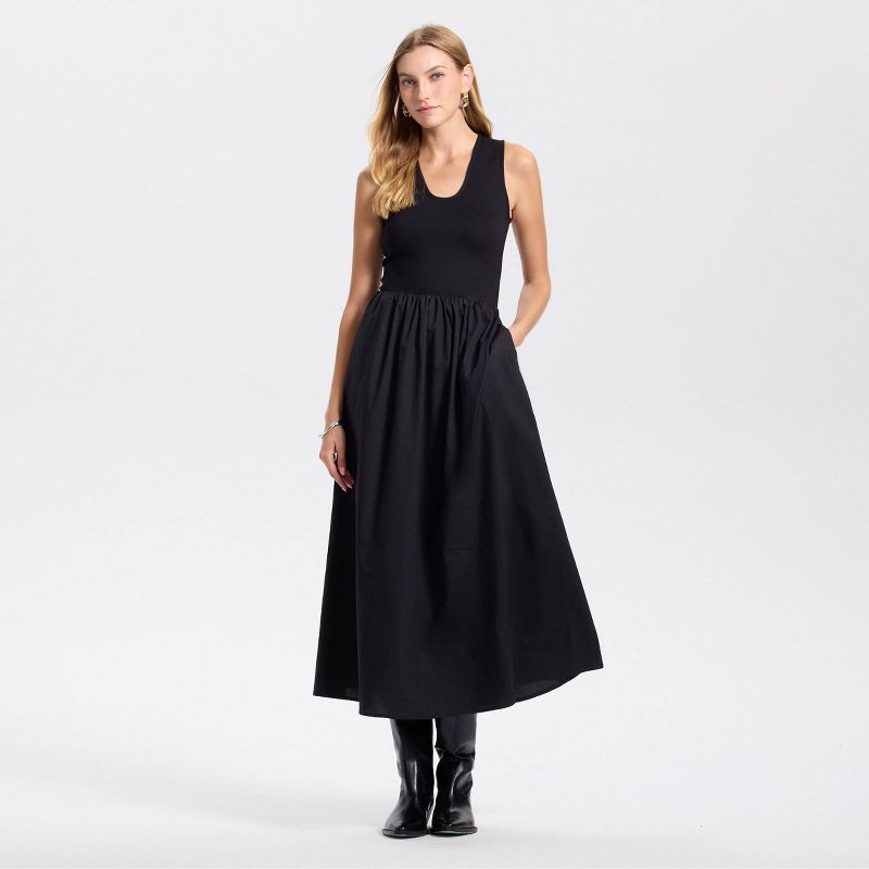 Women's Sleeveless Knit Midi A-Line Dress - A New Day™ Black XL