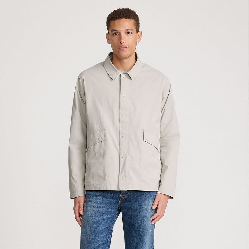 Lands' End Men's Crinkle Jacket - Small - Light Stone