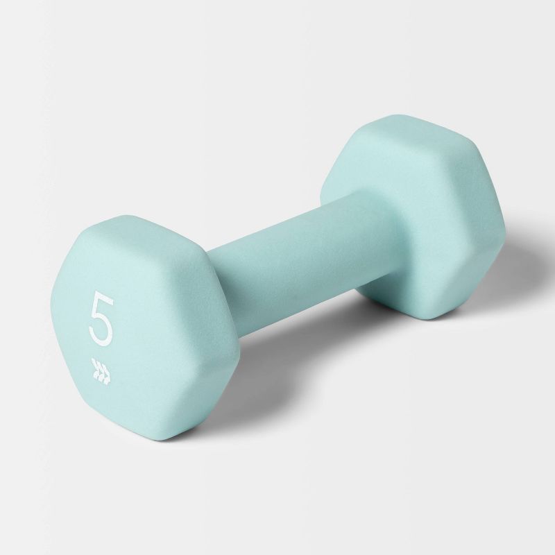 Dumbbell 5lbs Aqua - All In Motion™: PVC Coated, Iron Filled, Arm Workout