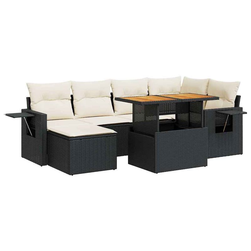 vidaXL Garden Sofa Set Black, Beige, Cream